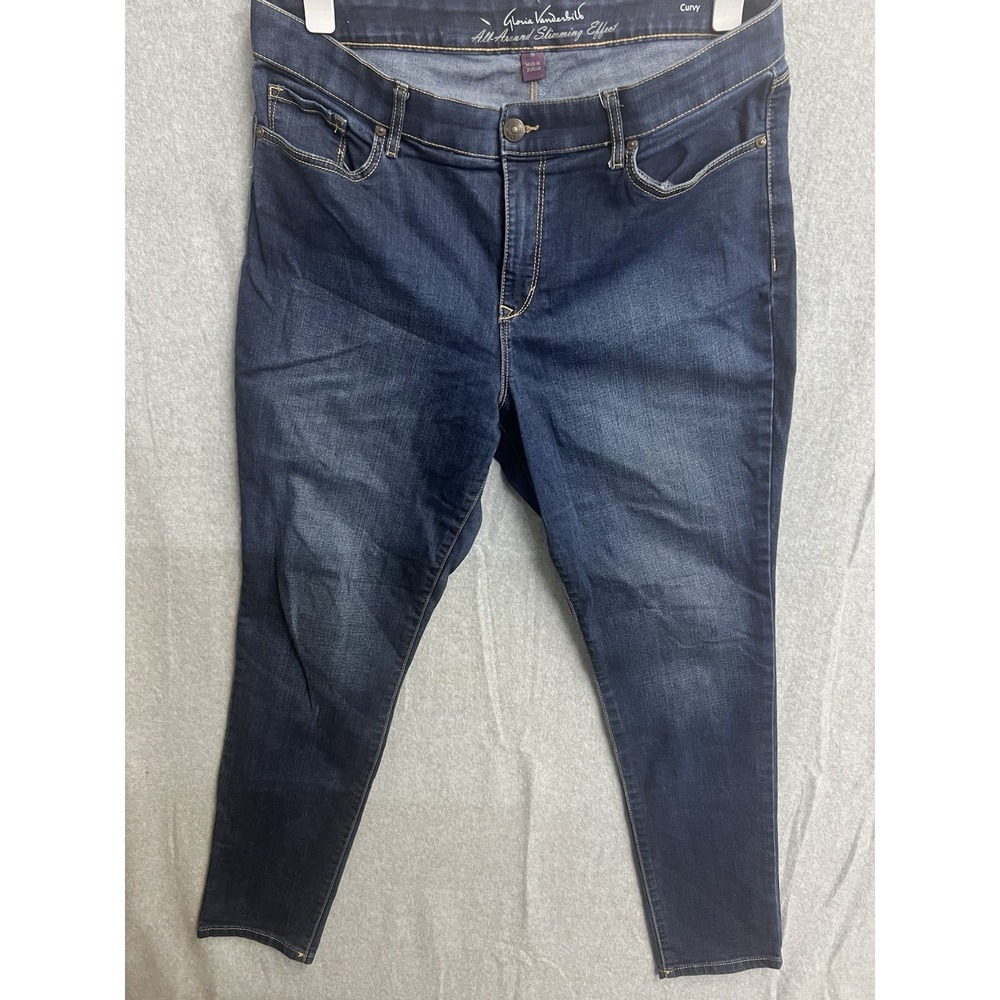 Gloria Vanderbilt Curvy All-Around Slimming Effect Jeans DarkWash Skinny Size 16